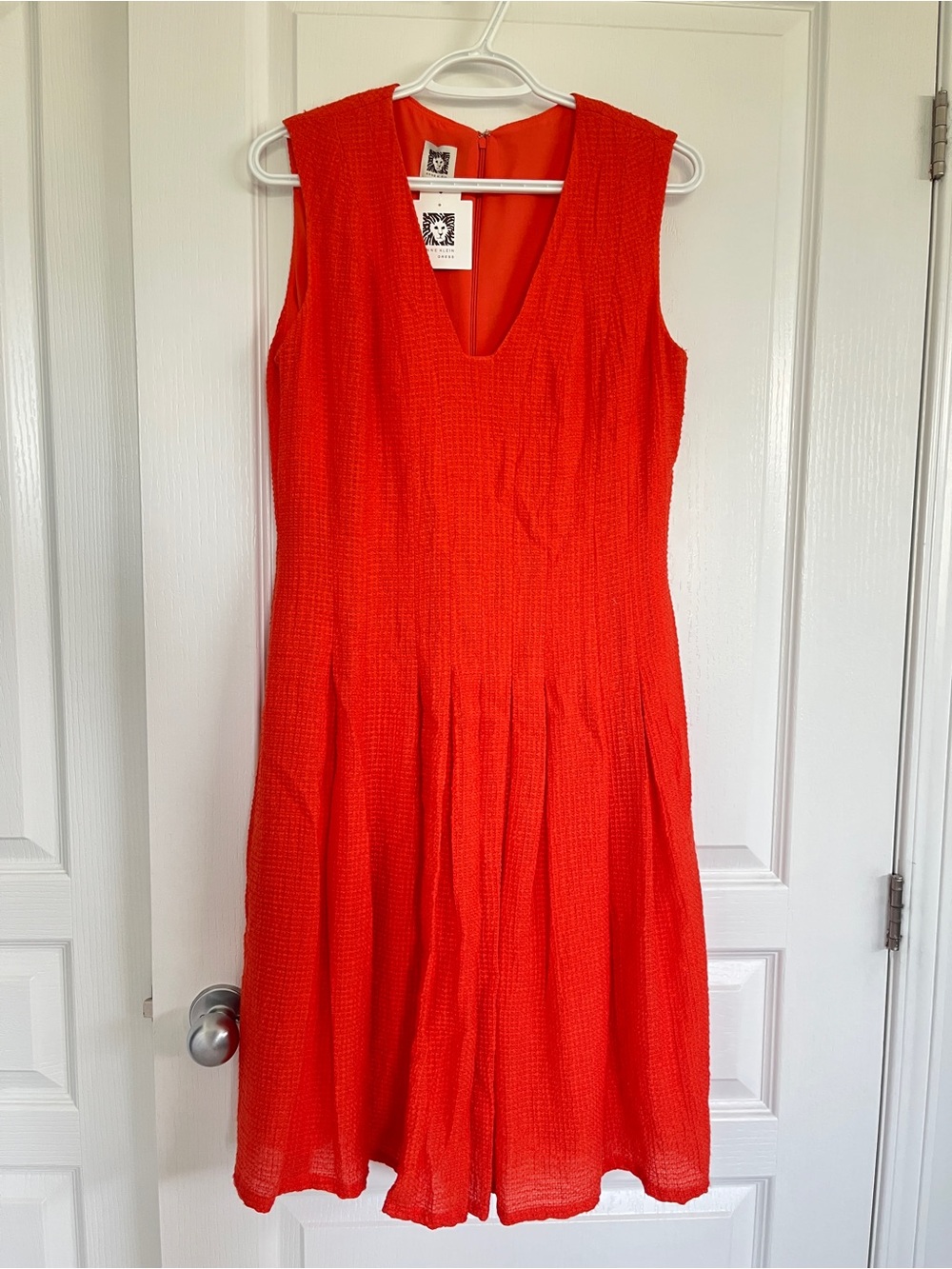 Anne Klein sleeveless  V-neckline orange dress